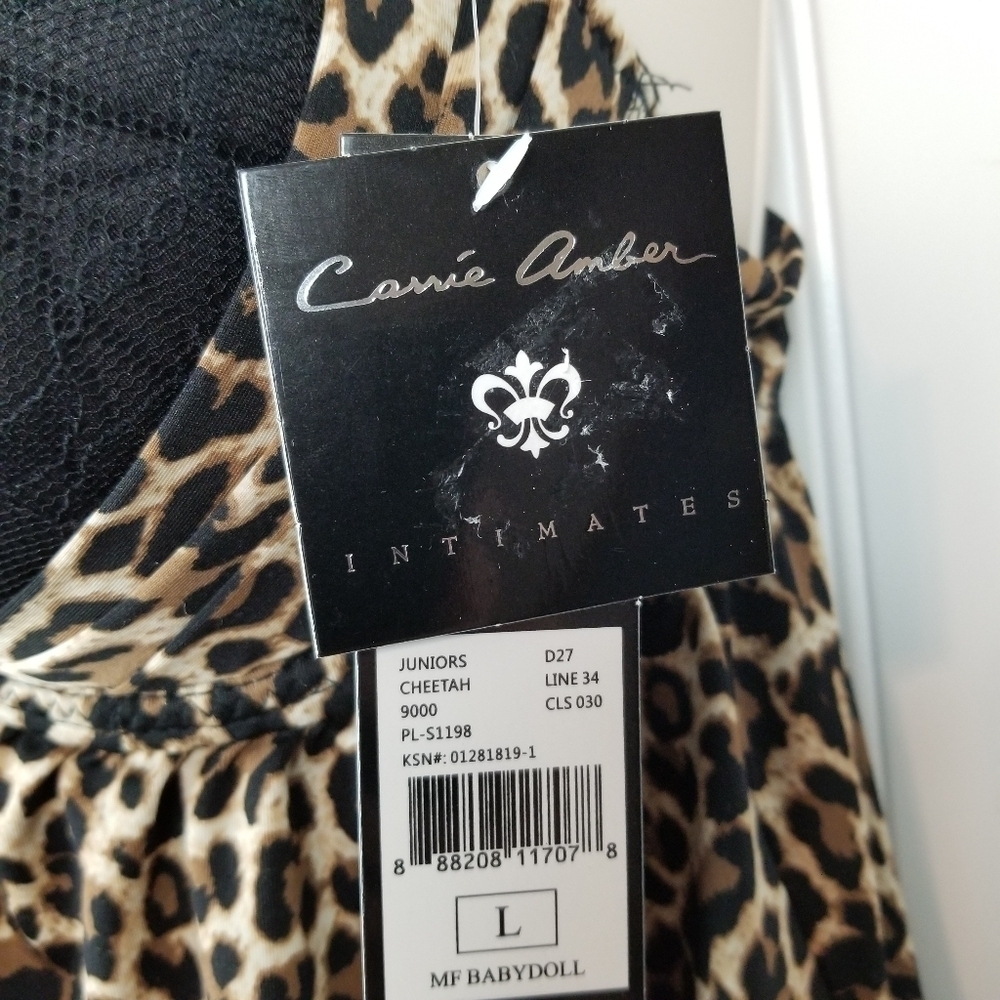 Carrie Amber Y2K Leopard Babydoll Underwire Padded Bra Intimates Lace Cheetah L - Picture 10 of 11